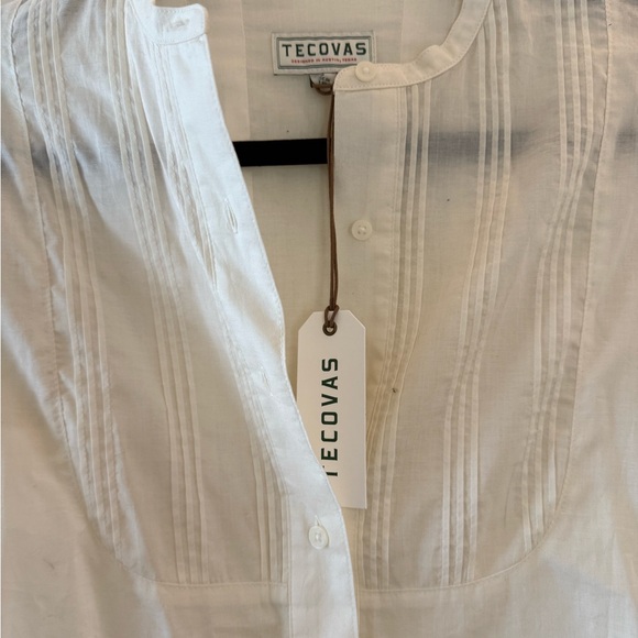 Tecovas Cream Buttoned Blouse with Mandarin Collar - Picture 2 of 4